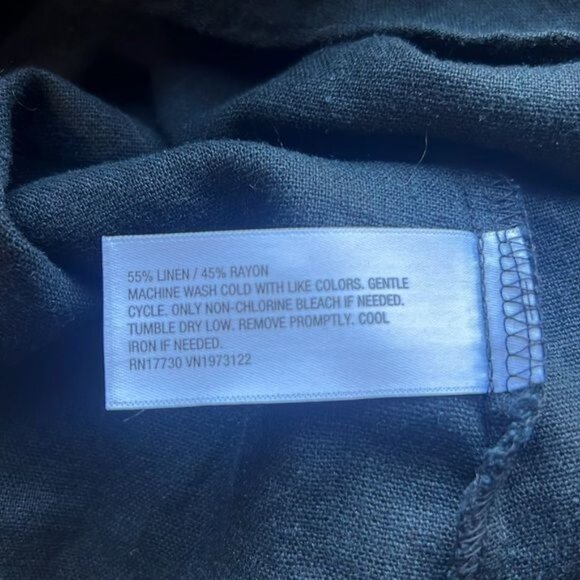 Ava & Viv Womens Plus-Size Black Tie-Front Top Linen Blend Lightweight Size 3X - Picture 5 of 7